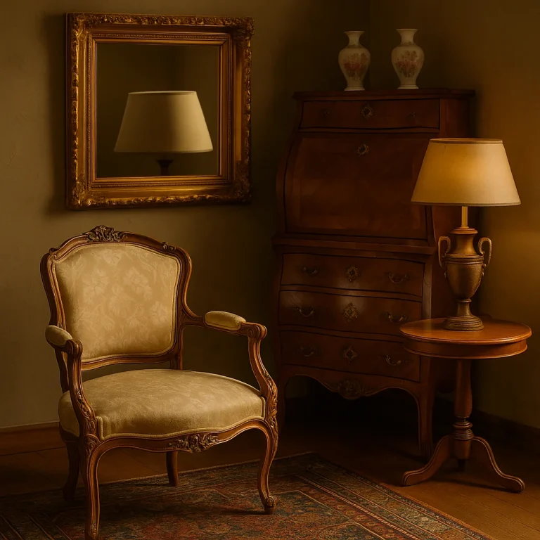 Antikes Möbelensemble im warmen Licht