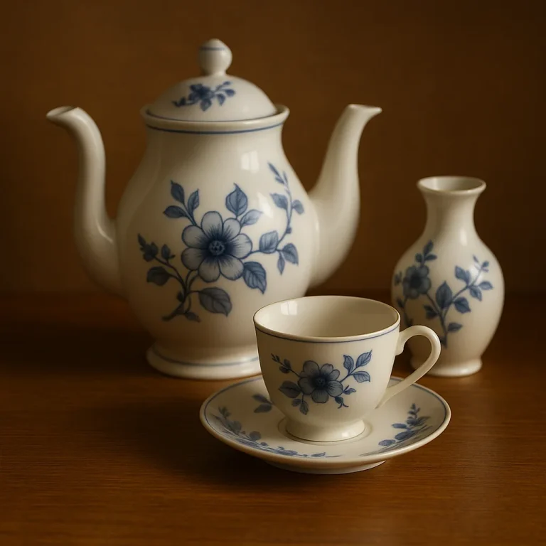 Porzellan-Tee-Set auf Holzoberfläche