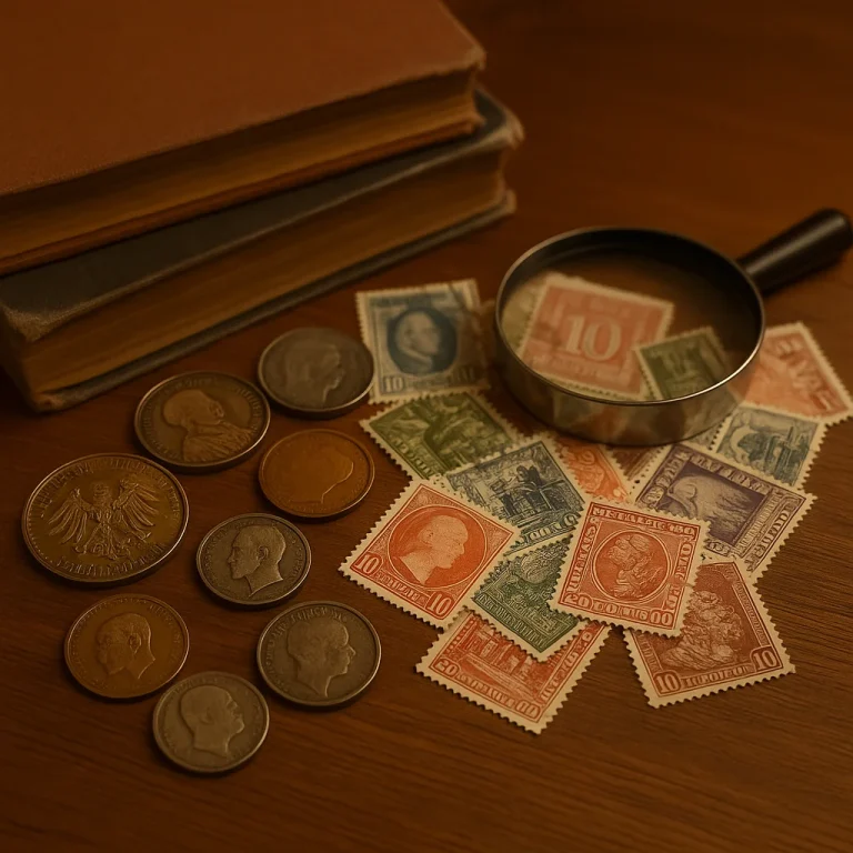Antike Münzen und Briefmarken Sammlung