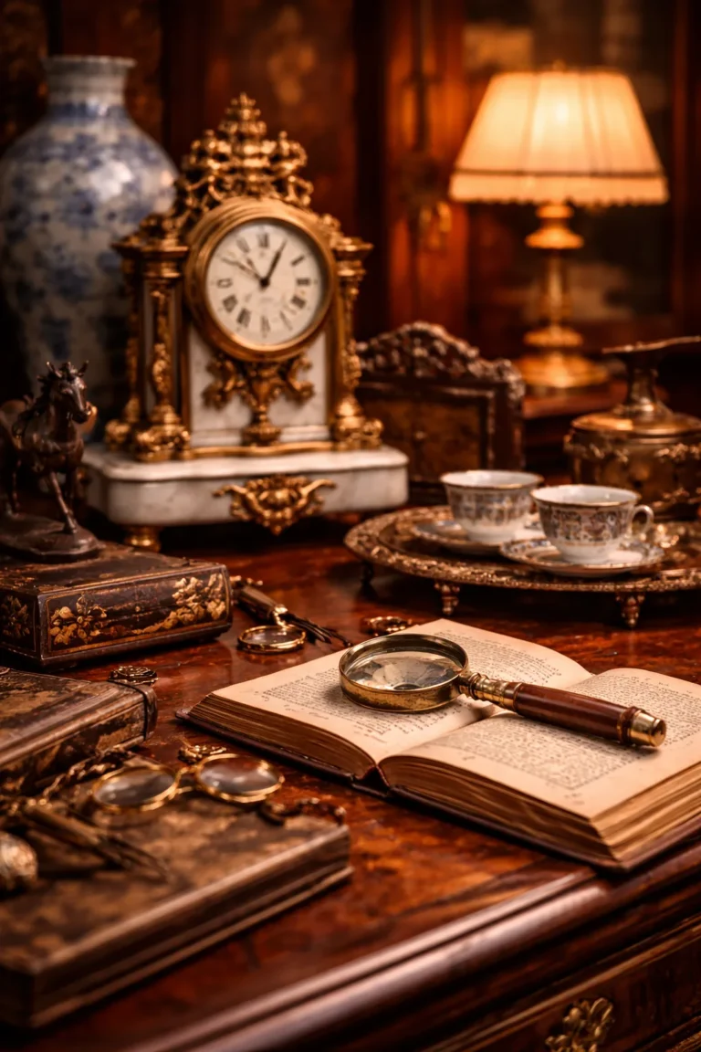 Elegante Antiquitäten auf einem Tisch