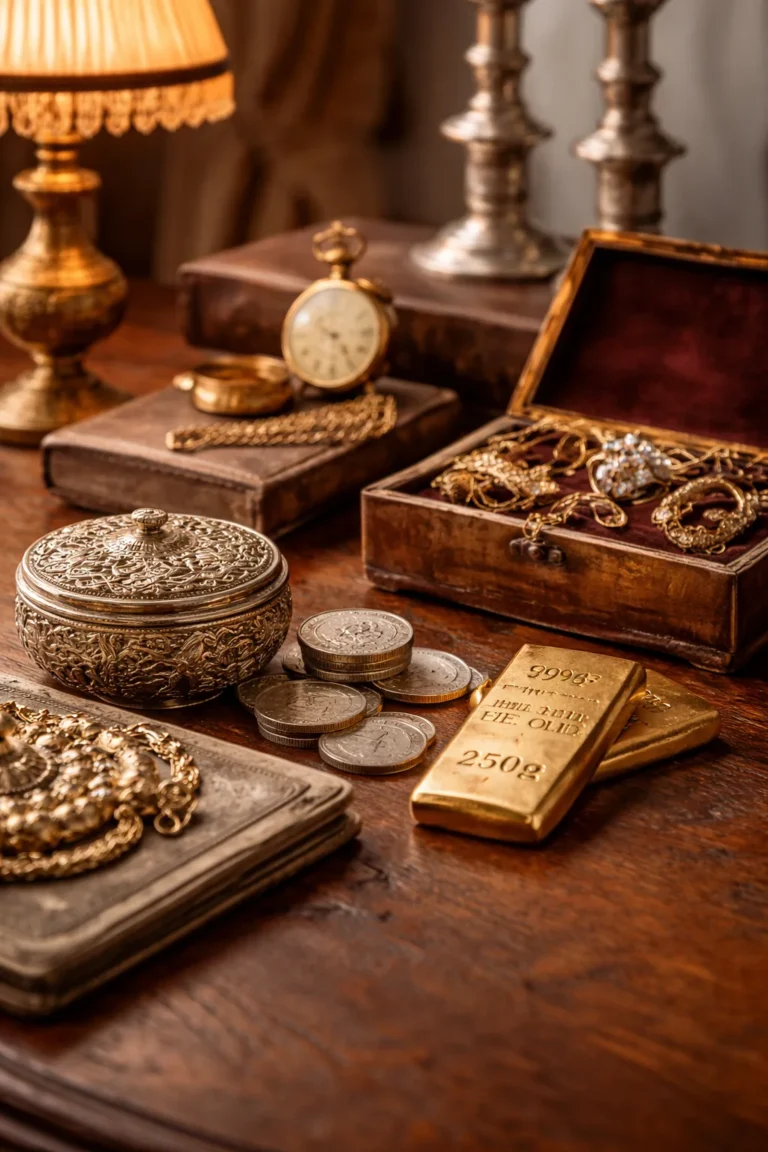 Elegante Sammlerstücke auf antikem Tisch