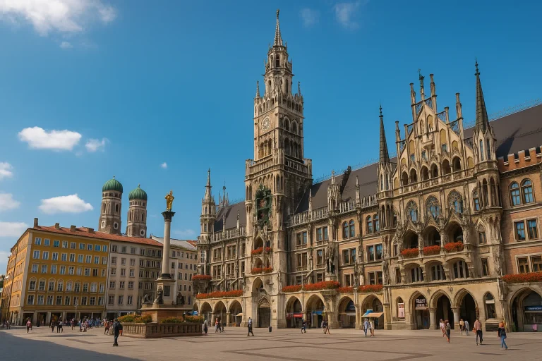 München - Marienplatz im strahlenden Sonnenschein