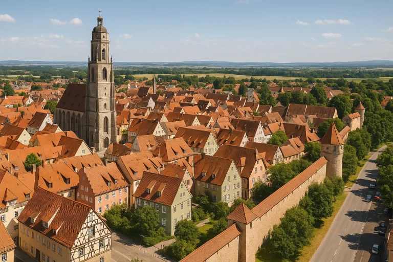 Nördlingen: Historische Stadtansicht bei Mittag