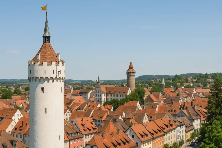 Panoramablick auf Ravensburg bei Sonne