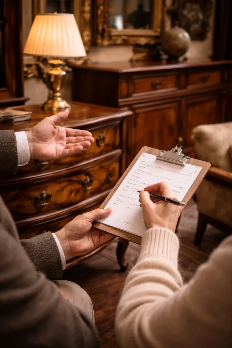 Antikkommode im eleganten Wohnzimmer